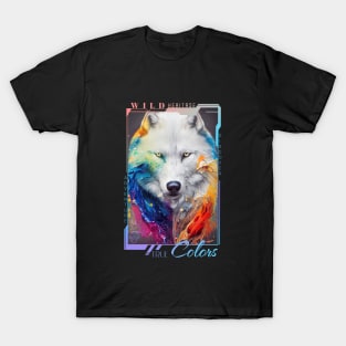 Wolf White Animal Discovery Adventure Nature Planet Earth Paint T-Shirt